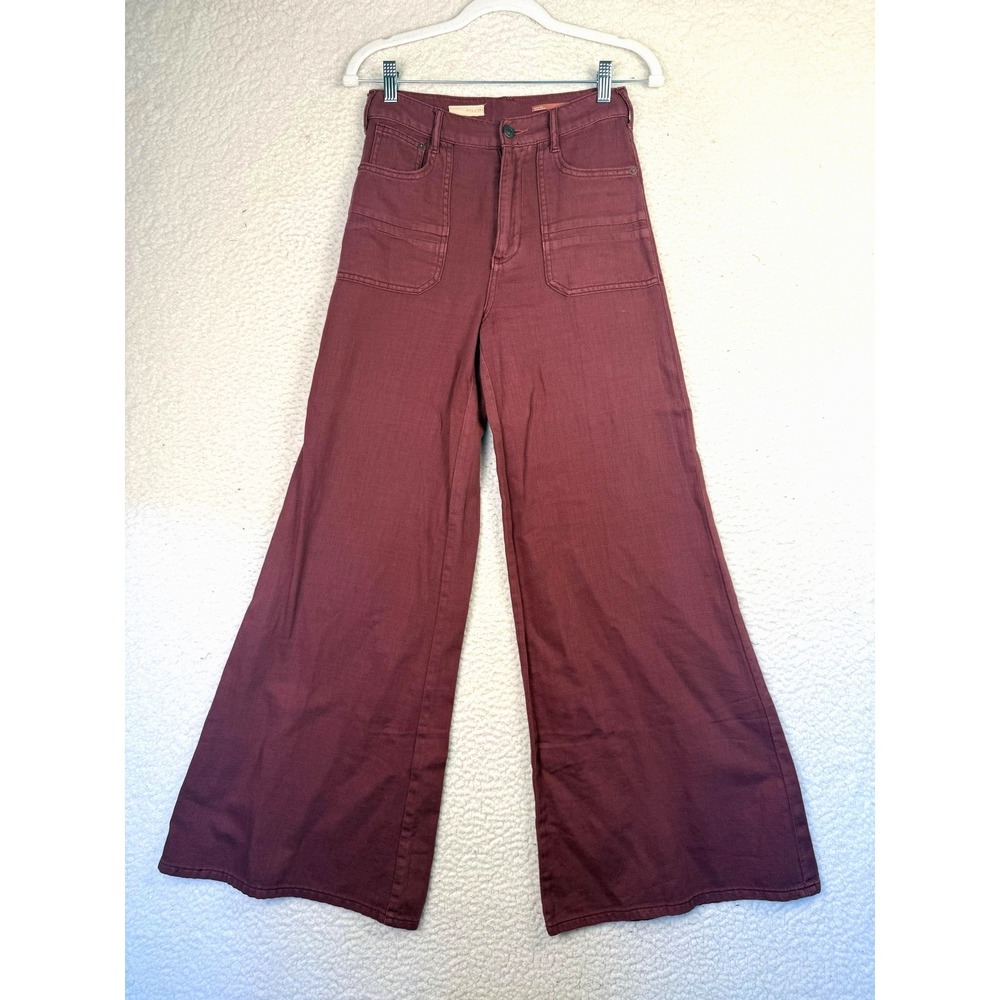 Pilcro High-Rise Wide Leg Jeans — Burgundy